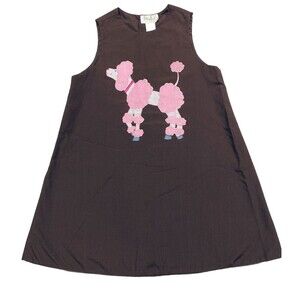 Rosalina Collections Girl’s Size 4T Jumper Dress Brown With Stitched Pink Poodle